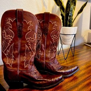 Lucchese M5601.S54 Women’s Western Augusta Ostrich Vamp Boots Gently Worn